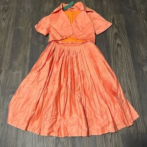 Tailor & Twirl Elegant Orange Women's Dress Size Small Retro Circle Pinup
